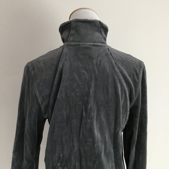 NIKE Long Sleeve Gray Velvet/Velour Perforation Detail Collared Track Jacket - Picture 11 of 13